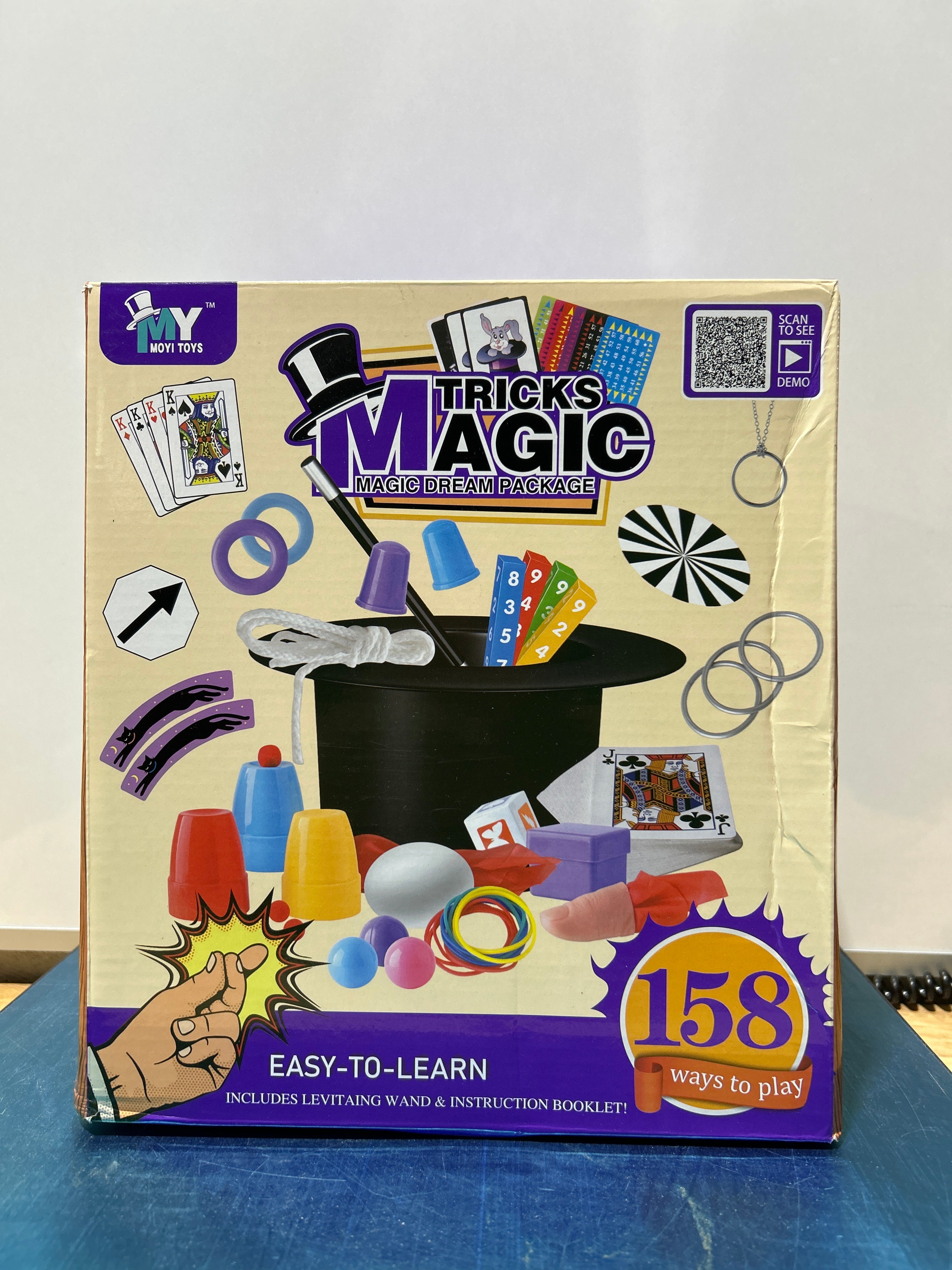 Kit de magia para niños, juego de magia: juego de trucos de magia para niños de 6, 8, 10 y 12 años, con disfraz de mago, varita mágica para juegos de simulación, juguete mágico fácil de seguir, regalo para niñas y niños principiantes. 