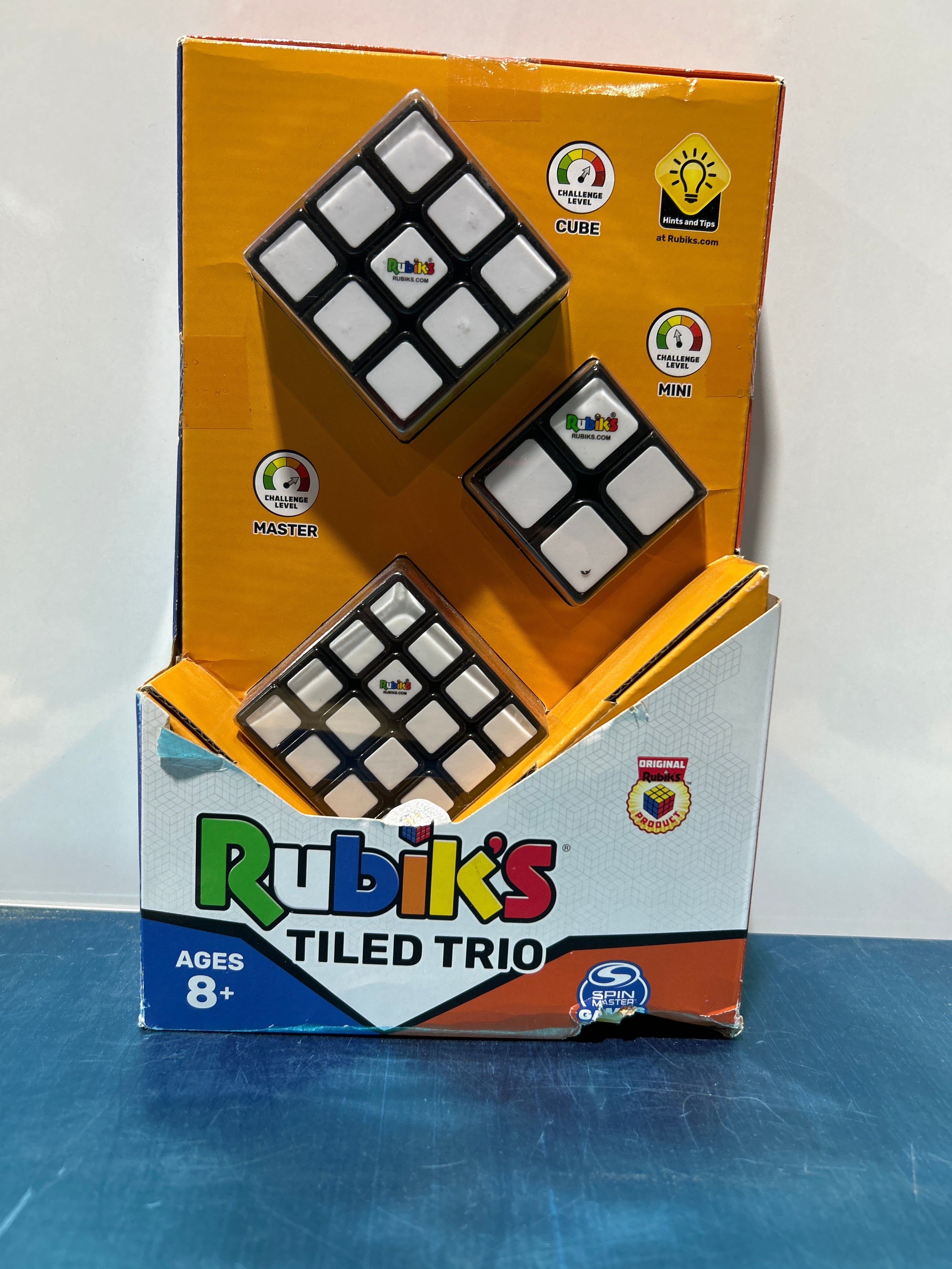 Rubik's Cube Tiled Trio Bundle 2x2 Mini, 3x3 Cube & 4x4 Master, Problem-Solving Brain Teaser, Classic Color-Matching Puzzle, Fidget Toy, Ages 8 & Up