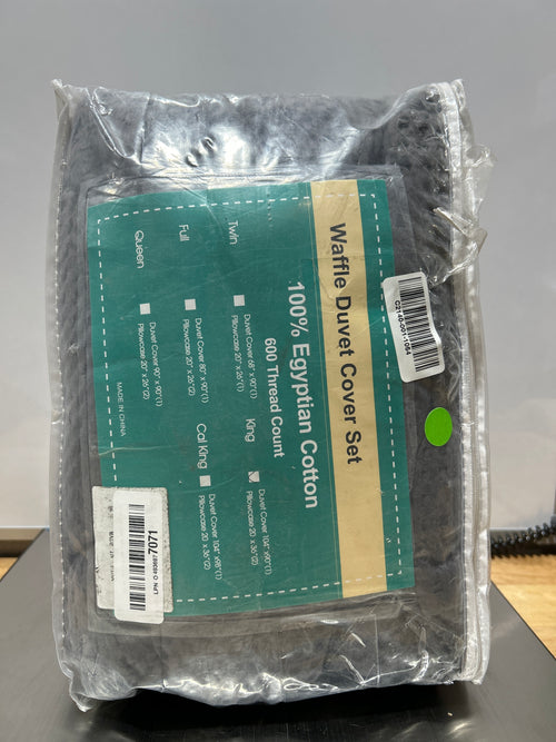 Juego de funda nórdica 100 % algodón egipcio tamaño king, tejido gofrado, 600 hilos, suave, transpirable, de lujo, texturizado, para todas las estaciones, 3 piezas, 1 funda nórdica y 2 fundas de almohada, gris oscuro, 264 x 228 cm 