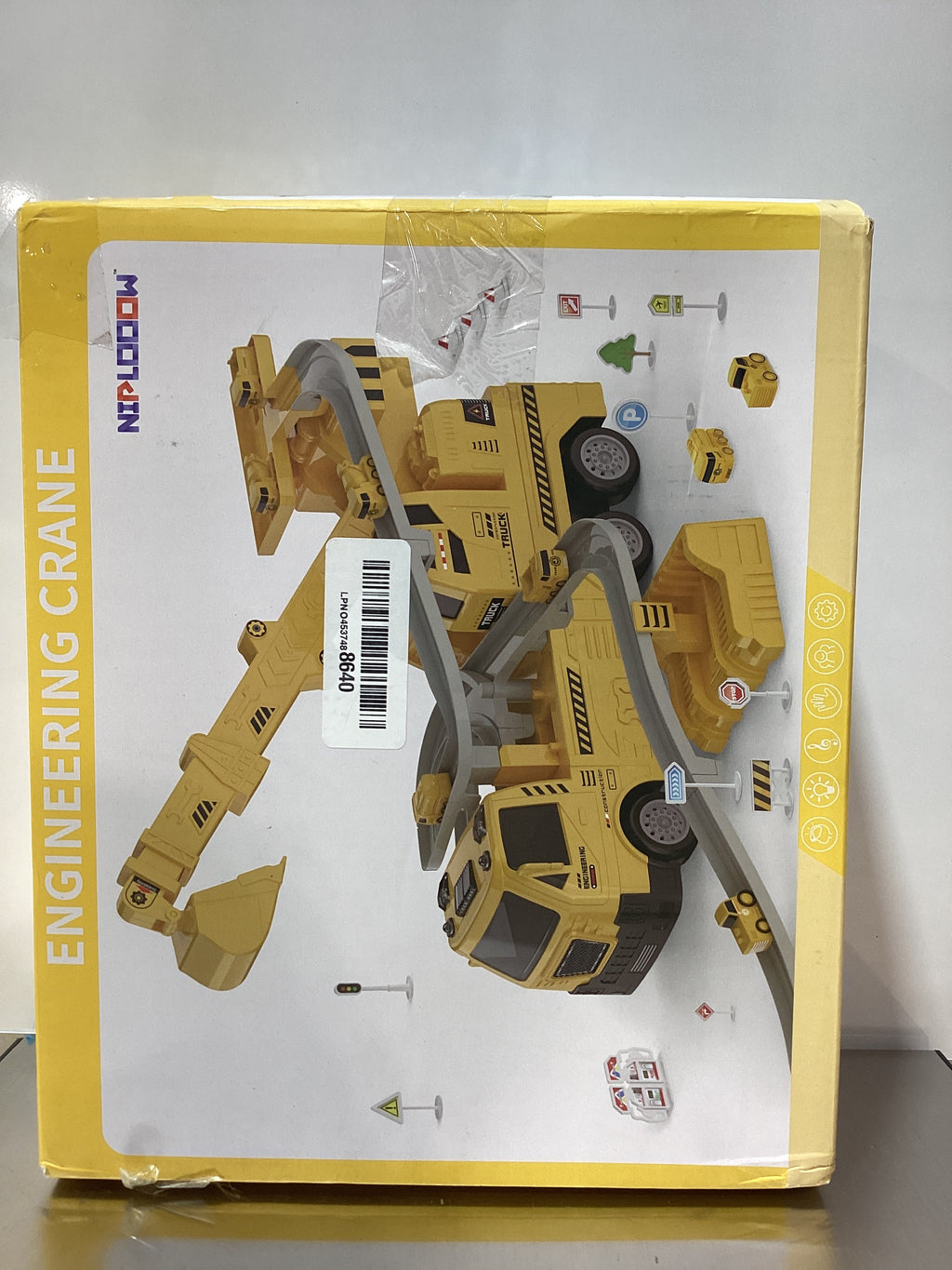 Juego de grúa de construcción 2 en 1, camión, pista de excavadora con grúa, excavadora, pista, vehículos de transporte, sonido y luz, regalo para niños de 3, 4, 5 y 6 años. 