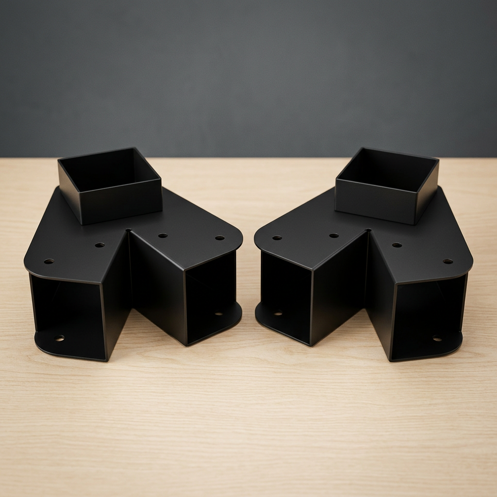 Pack de 2 conectores metálicos negros con unión angular