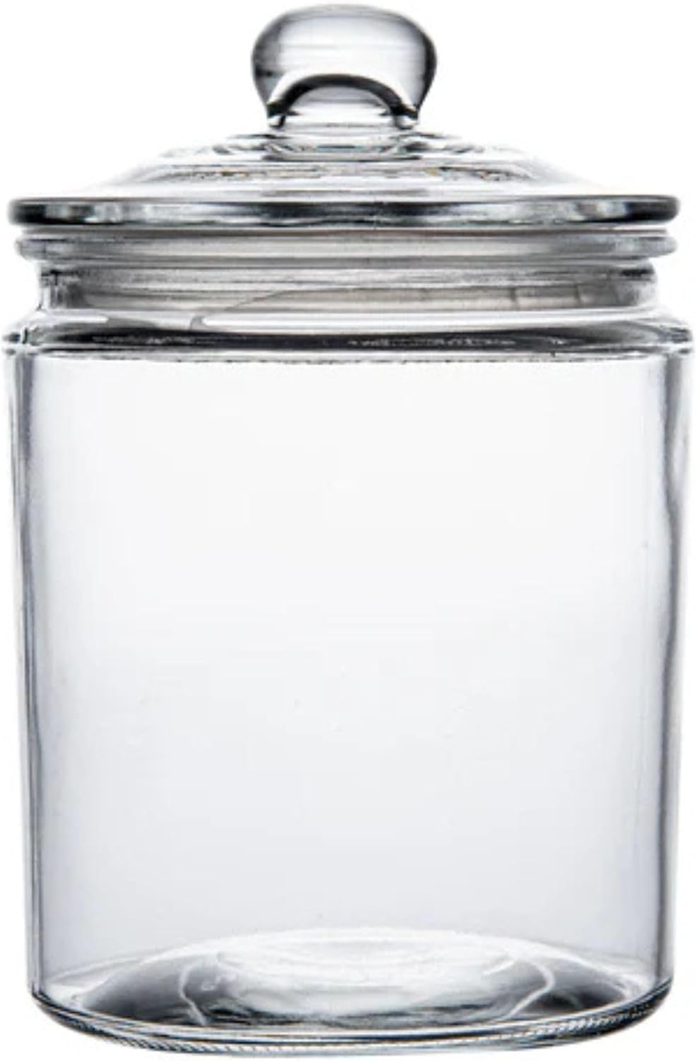 Restaurantware Vetri 0.5 galones Tarro de almacenamiento de vidrio 1 tarro de galletas de vidrio lavable en lavavajillas - Tapa hermética con abertura amplia Tarro de caramelo de vidrio transparente