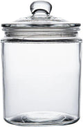 Restaurantware Vetri 0.5 galones Tarro de almacenamiento de vidrio 1 tarro de galletas de vidrio lavable en lavavajillas - Tapa hermética con abertura amplia Tarro de caramelo de vidrio transparente