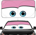 Parasol Gven para parabrisas, parasol para coche con diseño de ojos divertidos, protector solar plegable 210T para mantener tu vehículo fresco (ojos rosas, estándar).