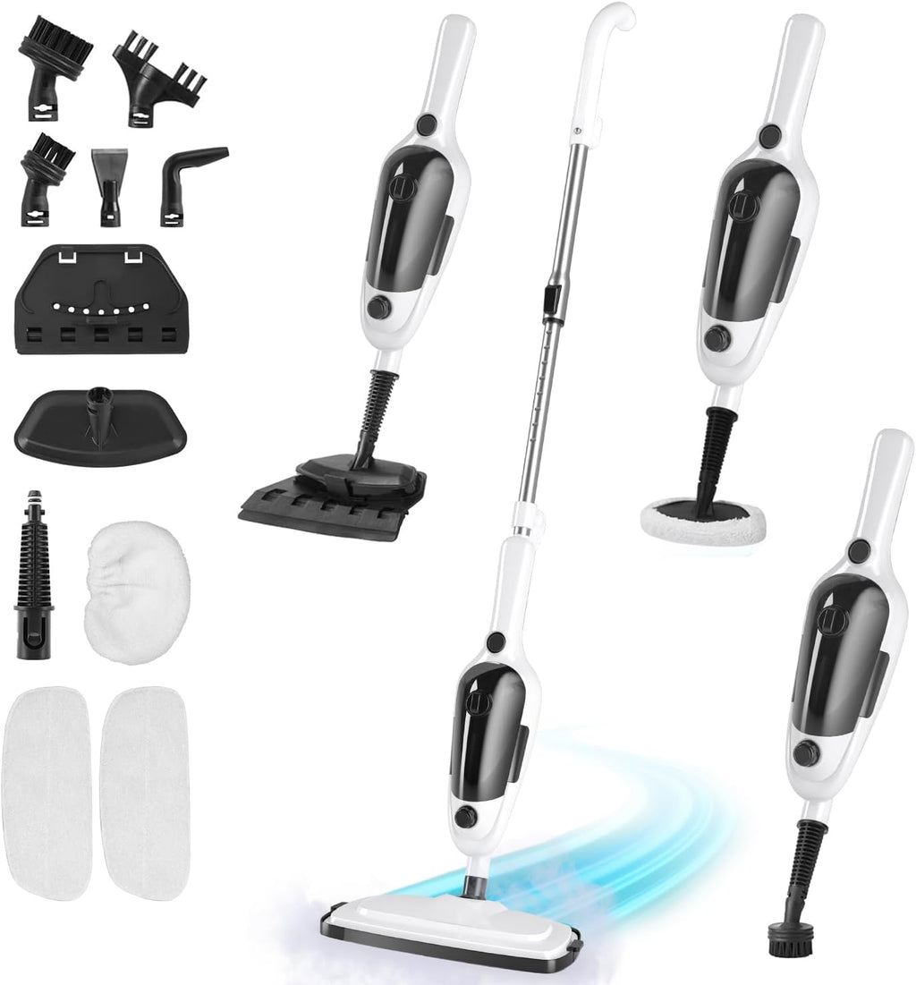 Trapeador a vapor 11 en 1, potente limpiador a vapor de mano para el hogar con cable de 7 m y tanque de agua de 483 ml, 3 modos de vapor, trapeador a vapor multiusos para pisos de madera, ropa, azulejos, ventanas y alfombras. 