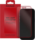 Protector de pantalla BodyGuardz con convertidor de luz roja: terapia de luz roja pasiva para el rostro, promueve un mejor sueño, una piel más sana y reduce la fatiga visual. Cristal templado 9H, fácil instalación (iPhone 17 Pro Max / 16 Pro Max).