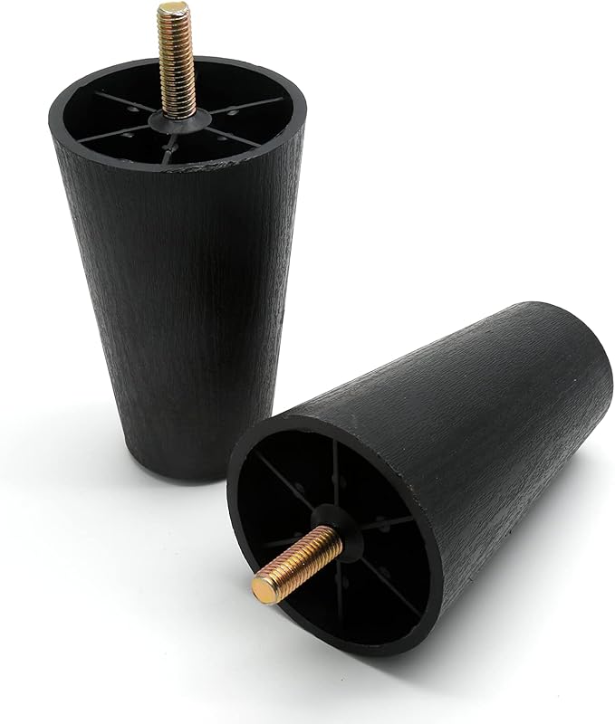 Murtenze 4 patas de sofá de 5 pulgadas, patas redondas cónicas de plástico para sofá, patas de repuesto con pernos de suspensión M10 para silla, sofá, tocador, gabinete, sofá biplaza, cama otomana
