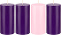 Mega Candles - Juego de 4 velas de Adviento navideñas sin aroma, cera premium vertida a mano, redonda, de 7,6 x 15,2 cm, para festividades, ocasiones especiales, eventos, festividades, devocionales, iglesias, coronas y regalos. 