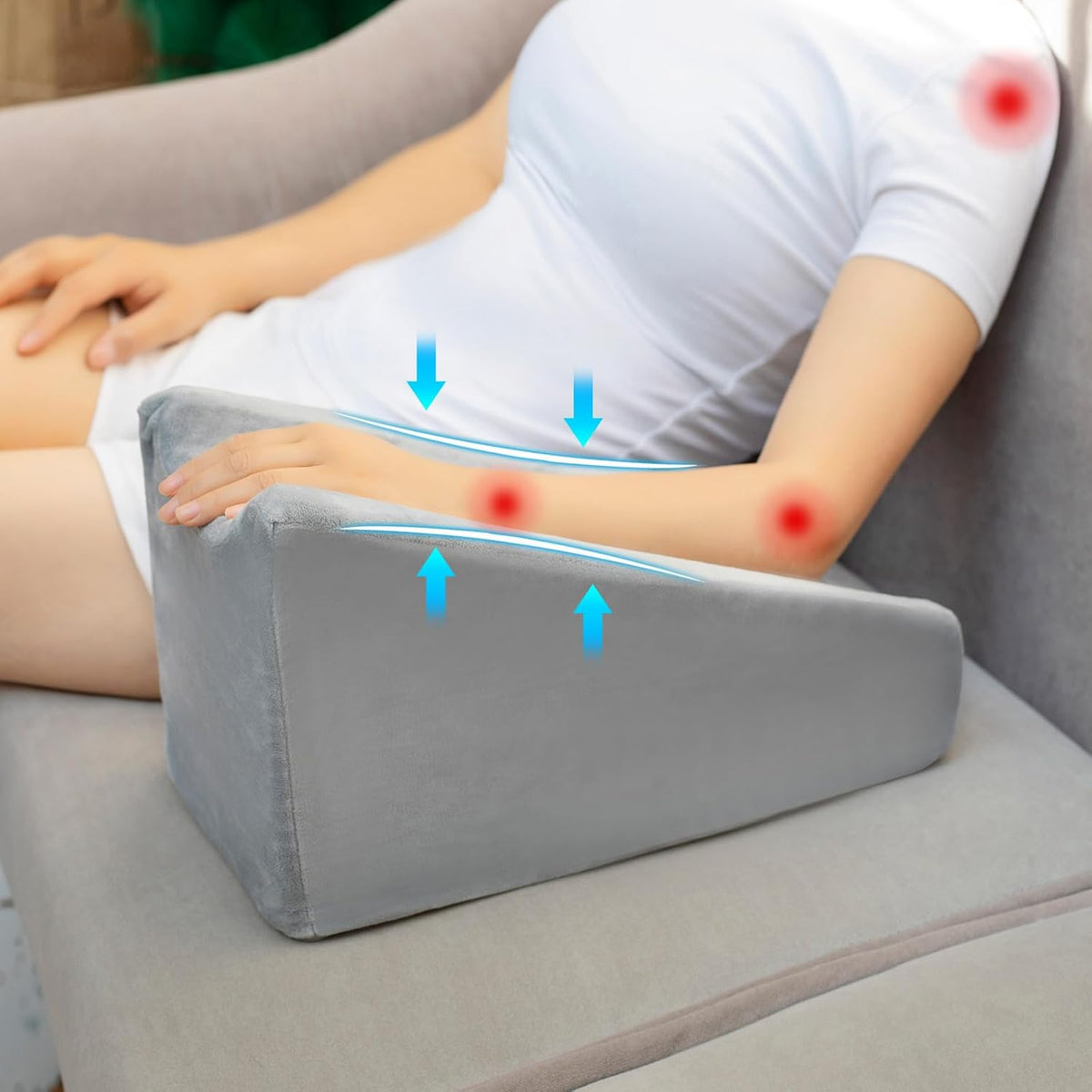 Almohada Elevadora de Brazo en Cuña – Soporte Post Cirugía, Fractura y Descanso para Adultos