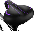 Xmifer Asiento de Bicicleta Comodo Extra Grande, Sillin de Repuesto Universal Impermeable de Cuero con Espuma Viscoelastica, para Hombre y Mujer, Morado