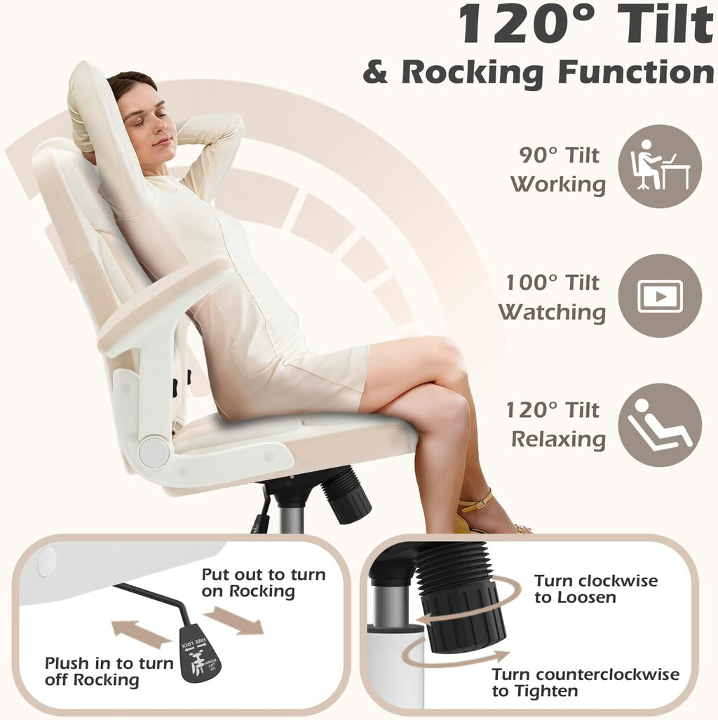 SEAZONE – Silla de Oficina para Casa con Ruedas y Apoyabrazos Abatibles