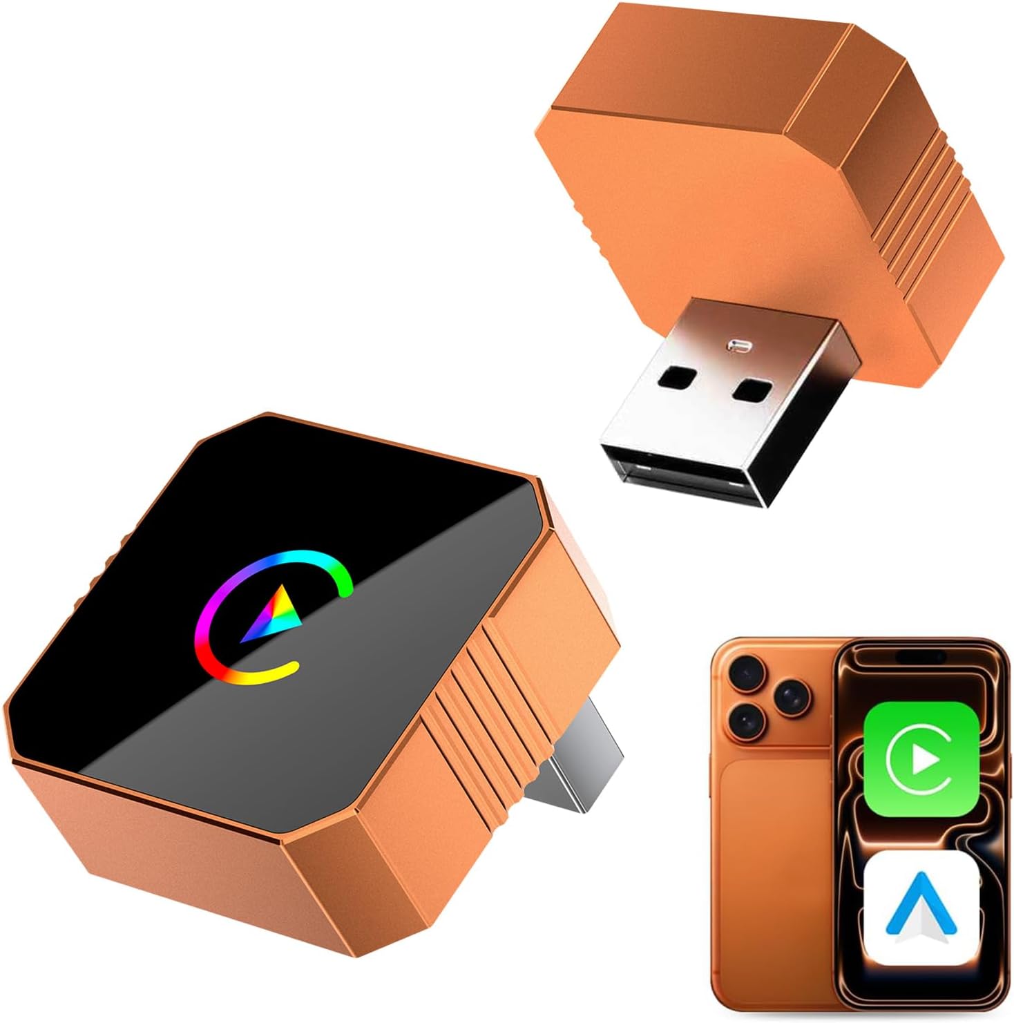 Wireless Carplay Adapter for iPhone,Wired CarPlay to Wireless,Android Auto 2in1 Mini USB Design with Fast Stable Connection Car Play for Apple iOS 10+, Android 11+ Version