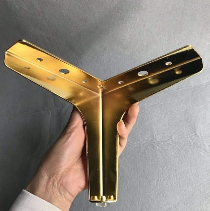 Patas de metal para sofá, patas de repuesto para muebles, patas de sofá doradas resistentes triangulares, juego de 4 (6 pulgadas)