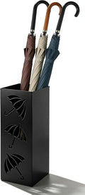 Seuqhck Paragüero de Metal Cuadrado Independiente | Cubo de Almacenamiento para Interior y Entrada | 6.3 x 6.3 x 16.3 Pulgadas | Negro