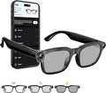 Lentes inteligentes con cámara AI de 8 MP HD, patillas de resorte que mejoran la comodidad para viajes, conferencias y vlogging. Traducción, control de voz y reconocimiento de objetos.AIMB-G2