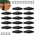 16 tapas piramidales de aluminio para postes de cerca, 4" x 4" (3,5" x 3,5"), color negro mate. Aptas para postes de madera de 4x4" (medidas nominales) para cercas, terrazas o pasillos.