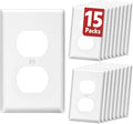 Paquete de 15 tapas para enchufes, placa para interruptor de luz de tamaño estándar de 1 módulo (4.50" x 2.75"), placas de pared dúplex, placa de pared para tapas de enchufes, policarbonato termoplástico, blanco