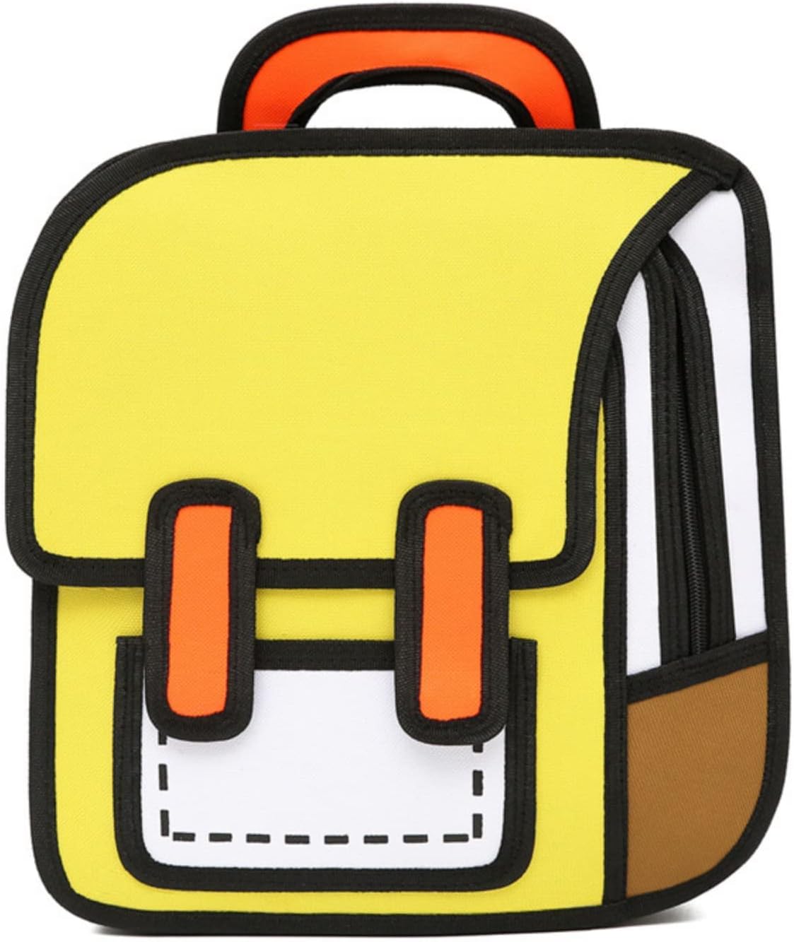 3D Jump Style Kawaii Mochila Sketch Lindo Dibujo de dibujos animados 2D Dibujo de papel cómico Anime Suministros escolares Fun Daypack, Amarillo, Tamaño único, Classic