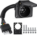 Nilight Adaptador de Remolque 4 Vias Plano a 7 Vias Redondo, Arnes de Cableado 4 Pin a 7 Pin con Soporte de Montaje, para RV y Camion ( ARTICULO VIENE COMO SE MUESTRA EN LA SEGUNDA IMAGEN )