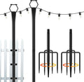 Paquete de 2 postes para guirnaldas de luces exteriores, postes de luz de 3 metros para guirnaldas de luces exteriores, postes de luz exteriores ajustables con soportes para vallas, soporte metálico para terraza, patio y jardín.