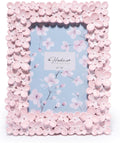 Marco de Fotos Hodao 4x6 Floral Rosa | Portarretrato Texturizado Artesanal con Flores, Cubierta Plástica y Base Integrada para Mesa | Decoración de Hogar y Nursery