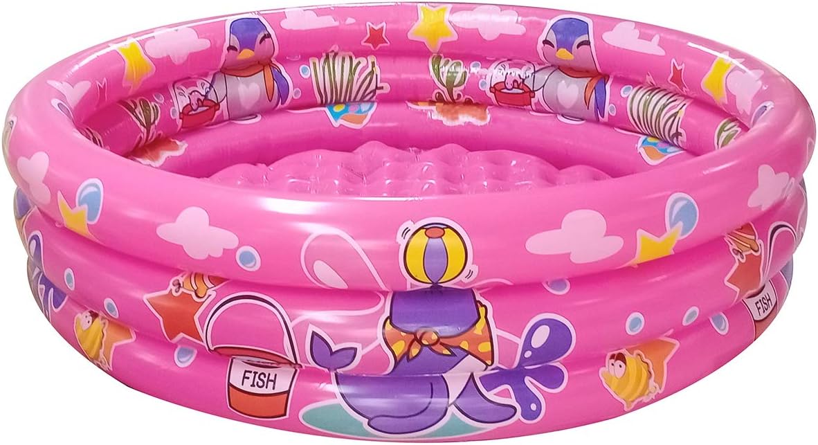 Piscina inflable infantil rosa de 48 x 12 pulgadas con 3 anillos