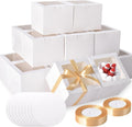 KPOSIYA 40 piezas de mini cajas para pasteles de 6x6x5 pulgadas con bases para pasteles (20 cajas y 20 bases), cajas pequeñas para pasteles de 6 pulgadas con tapas, cajas de mini pasteles, cajas de panadería con ventana para Navidad y Acción de Gracias