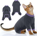 Pijama Adhesiva para Gato PUMYPOREITY – Previene Caída de Pelo, Traje de Recuperación, Negro Talla S
