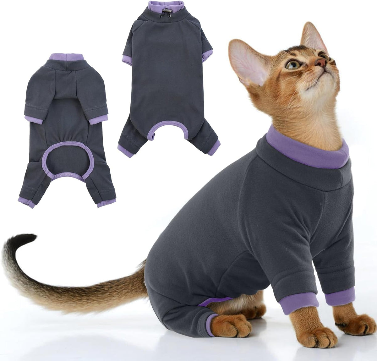 Pijama Adhesiva para Gato PUMYPOREITY – Previene Caída de Pelo, Traje de Recuperación, Negro Talla S
