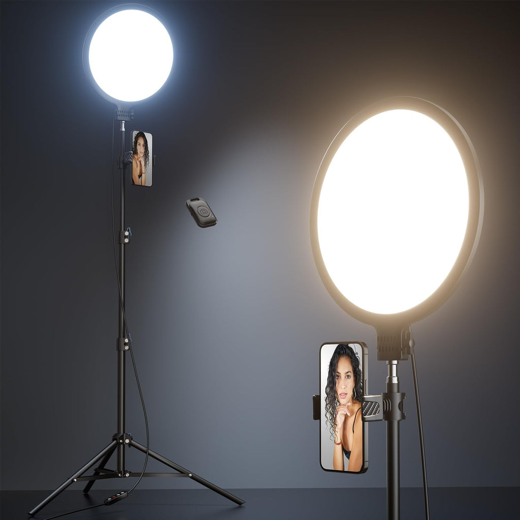 Anillo de luz LED Weilisi de 26,7 cm con trípode y soporte para teléfono