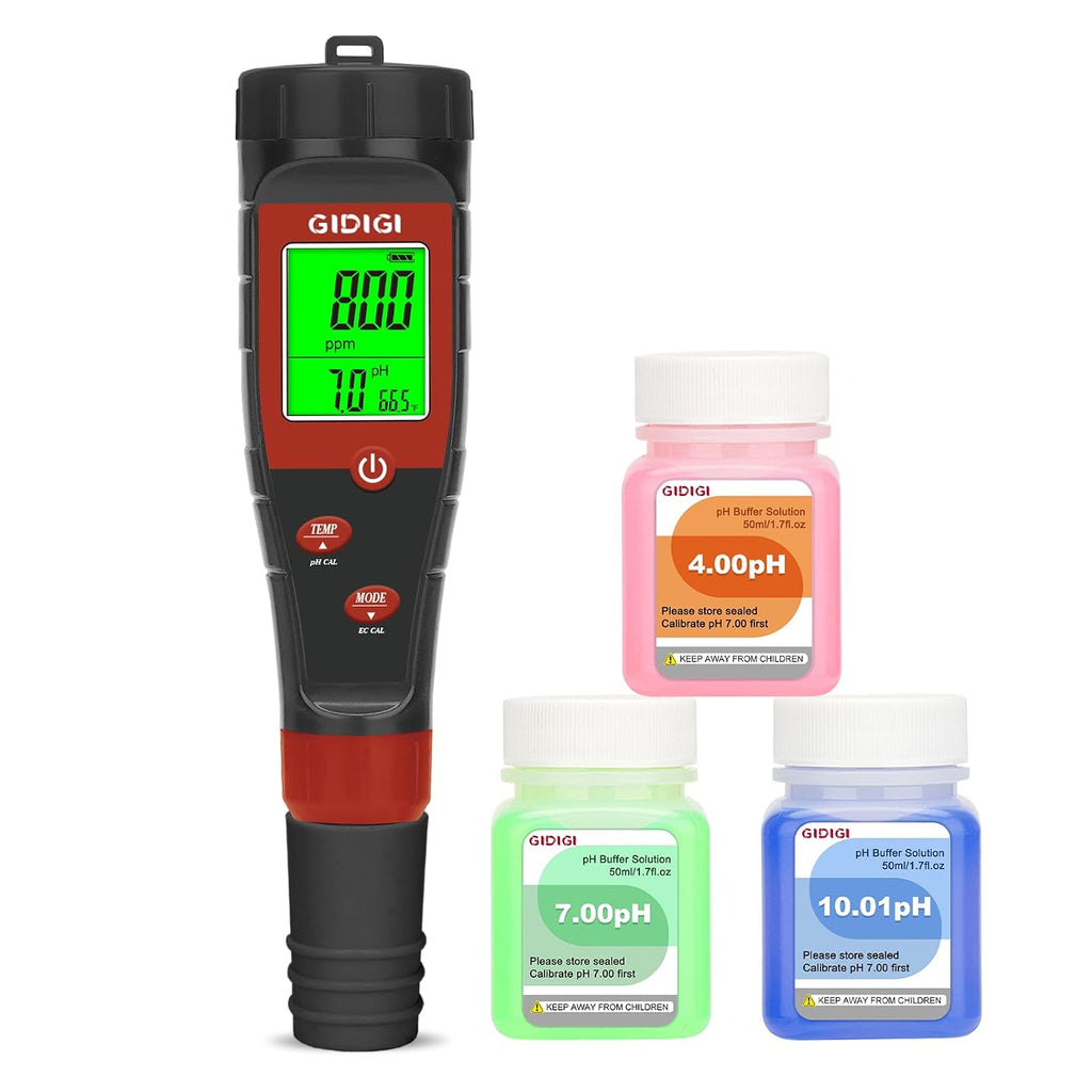 Medidor digital de pH para agua, medidor de pH para agua hidropónica, medidor de TDS, prueba de EC PPM para nutrientes de plantas, medidor 4 en 1 para conductividad, lápiz de pH para agua potable, DWC, plantas de interior.