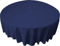 Mantel Redondo LA Linen 72" Popelina de Poliéster – Resistente a Manchas y Arrugas, Lavable, Color Azul Marino, Para Mesas Redondas