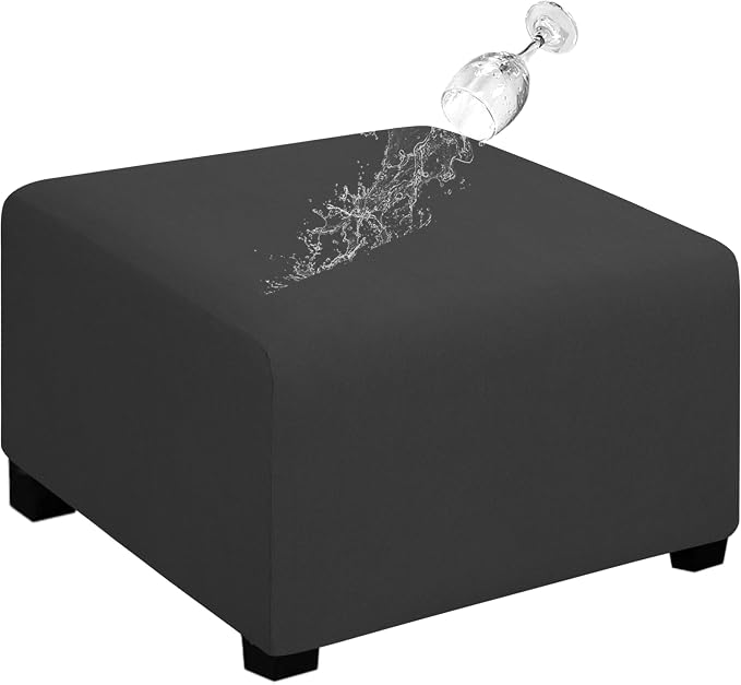 Easy-Going - Funda Otomana Elástica 100% Doble Impermeable | Cuadrada | Gris Oscuro