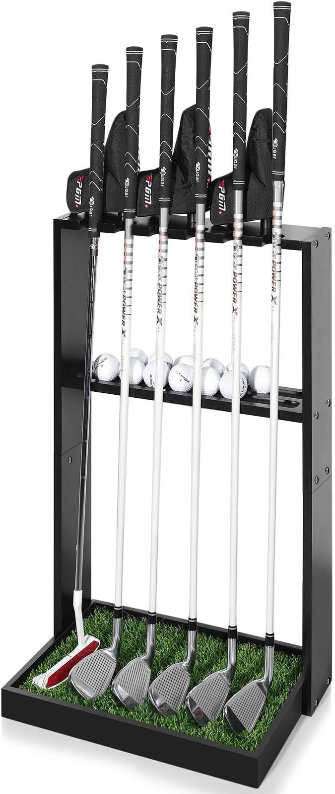 Soporte para palos de golf, estante de madera premium para 6 palos de golf