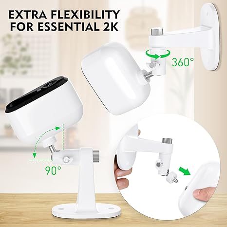 Paquete de 2 soportes ajustables para cámara Arlo Essential 2K interior/exterior (2ª generación), para cámara Arlo Pro 5S/Pro 4/Pro 3/Pro 2/Pro/Arlo Ultra2/Ultra/Arlo Essential Spotlight, montaje de pared de seguridad sin taladrar