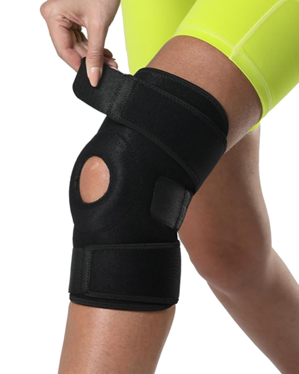 Rodillera SUJAYU para hombres y mujeres, rodilleras para el dolor de rodilla, soporte abierto para el tendón rotuliano, soporte de compresión para desgarro de menisco (negro).