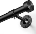 YaFex Barras de cortina resistentes de 32 a 118 pulgadas, barra de cortina negra ajustable de 1 pulgada para ventanas, barras largas de tratamiento de ventanas con remates de aluminio