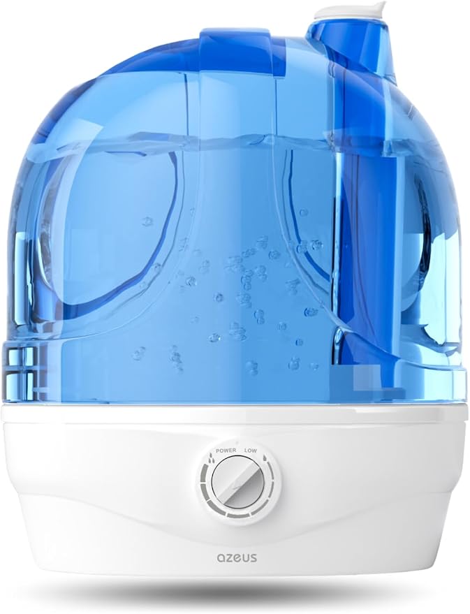 AZEUS Humidificadores para dormitorio, humidificadores ultrasónicos de niebla fría de 2.8 L para el hogar, guardería y plantas, humidificador de aire de llenado superior silencioso dura hasta 30 horas, apagado automático (sin BPA)