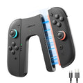 Soporte de carga JSAUX para Switch 2, controlador con agarre magnético compatible con mandos de Switch 2, juega mientras cargas con indicador LED y cable de carga de 1,5 m/4,9 pies - Negro