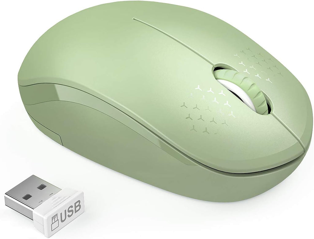 Ratón inalámbrico seenda, ratón silencioso de 2,4 GHz con receptor USB, ratón portátil para ordenador, tableta y portátil con sistema Windows (verde oliva).