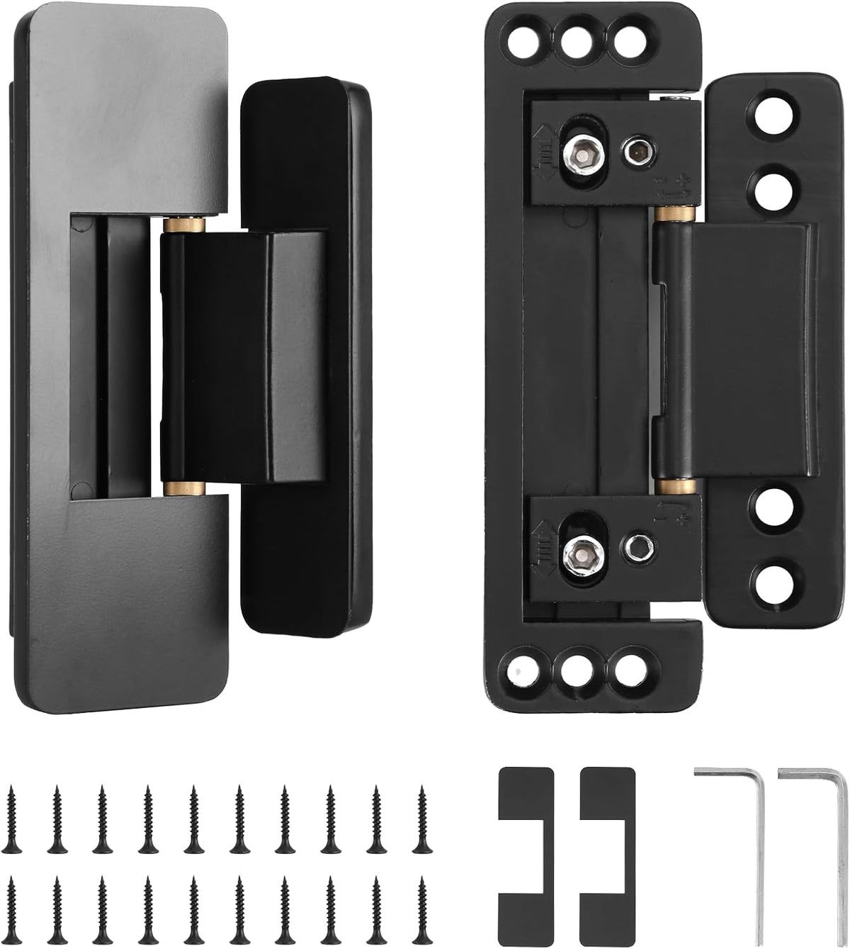 Bisagras de Puerta Oculta HBL' Paquete de 4 Bisagras Ultra Finas Ajustables Concealed para Puertas Secretas Despensas y Armarios Diseño Invisible Peso Pesado