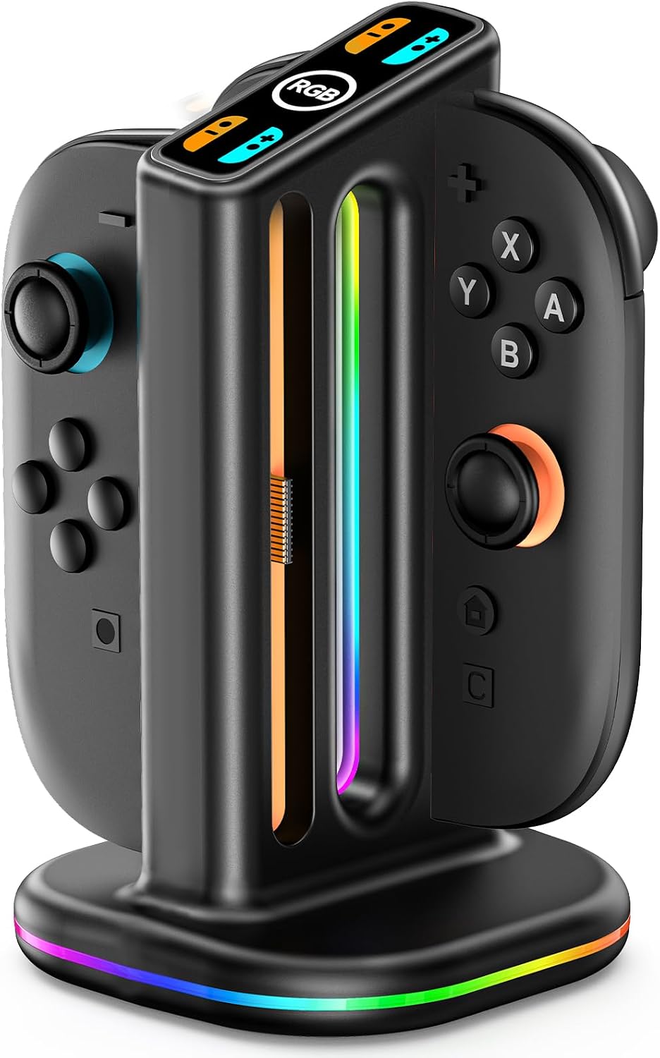 Cargador de Controles Switch 2 con Diseño Magnético Bidireccional | Base 4 en 1 con Modo RGB | 2 Estaciones de Carga