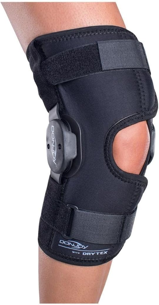 Rodillera articulada DonJoy Deluxe transpirable Drytex con diseño poplíteo abierto para compresión y soporte de rodilla (Mediana)