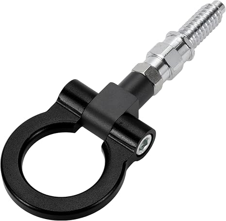 Gancho de remolque/universal para parachoques delantero de coche, gancho de remolque giratorio de metal duradero, 7.3 in, 0.118 in, 1 unidad, color negro