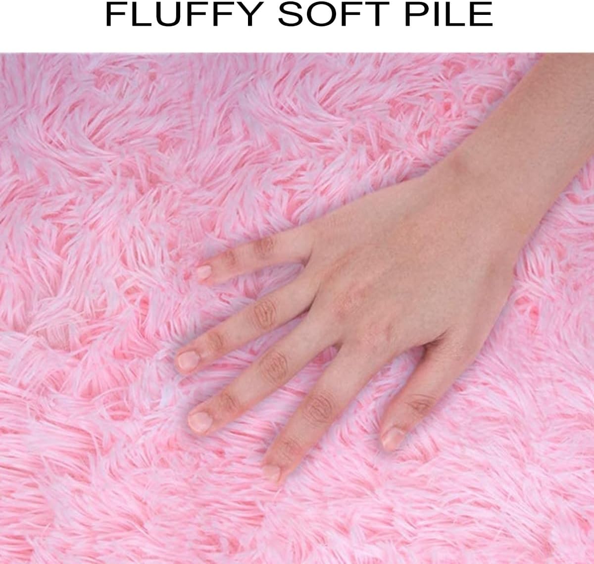 Alfombra esponjosa duradera para sala de estar, alfombras suaves y peludas, rectangulares, peludas y modernas, de felpa, para niños, niñas, dormitorio, guardería, decoración del hogar (color rosa