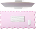 Alfombrilla de escritorio festoneada Hahafelt, alfombrilla grande para escritorio, alfombrilla de mesa linda y coqueta, alfombrilla de maquillaje estética preppy, antideslizante, regalo de graduación 2026 con costuras - (rosa, 23,6 x 13,8 pulgadas)