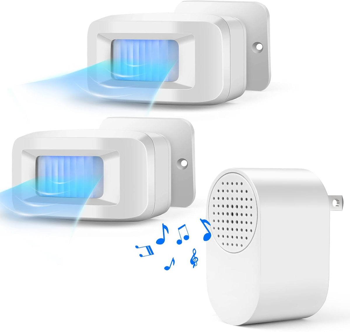 Alarma de entrada con sensor de movimiento - Alarma inalámbrica para exteriores resistente a la intemperie con detector de movimiento y presencia. Sistema de seguridad para puertas y buzones. Incluye 1 receptor y 2 sensores.