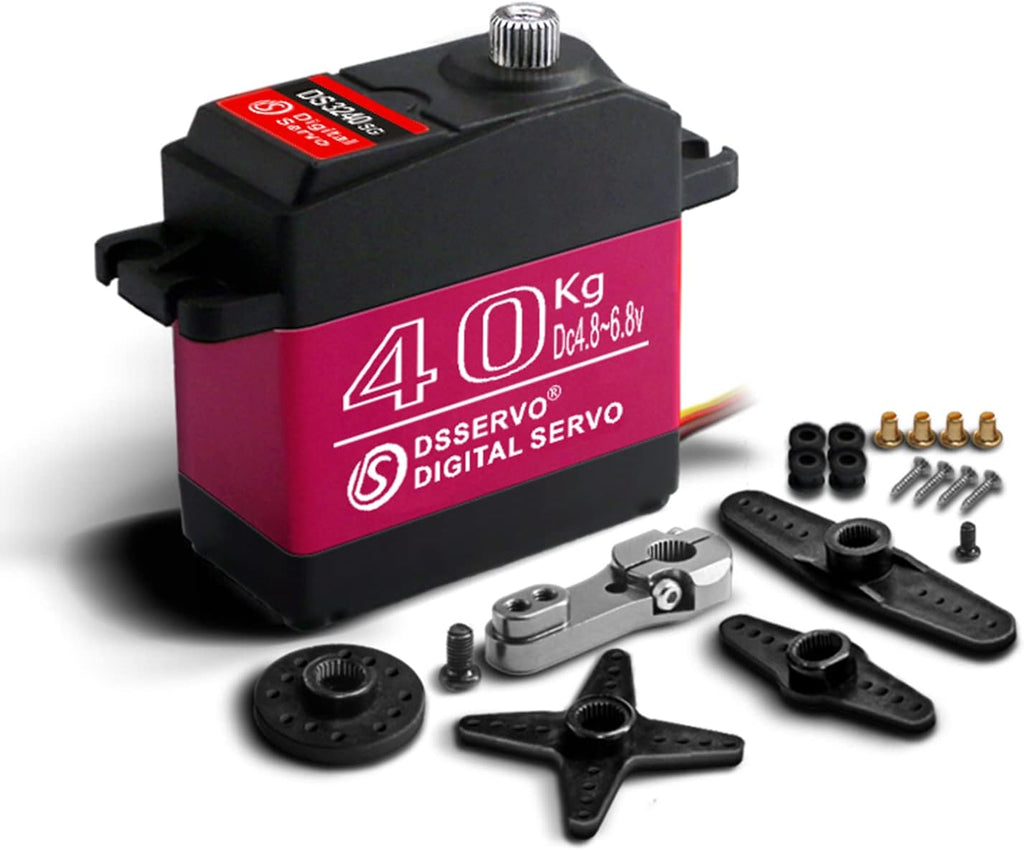 ZOSKAY Servo RC de 40 kg, alto torque, engranajes metálicos, servo digital estándar de 6,8 V para coches RC 1/8 y 1/10 (40 kg, 180 grados)