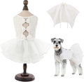 ASENKU Vestido para Perro | Vestido de Boda de Encaje Estilo Princesa con Lazos | Ropa Formal para Mascota con Collar de Perlas | para Perros Grandes | Blanco Talla XL