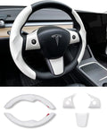 Funda de Volante Uxcer Fibra de Carbono con Kit ABS para Tesla Model 3 y Model Y - FALTA UNA PIEZA - Color Blanco